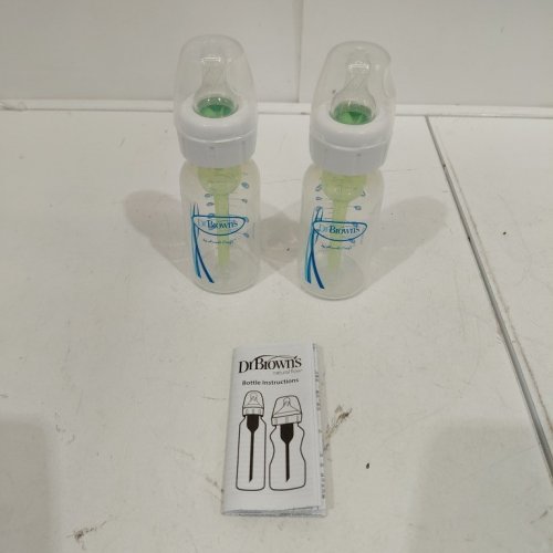 2PK DR BROWN'S ANTI-COLIC OPTIONS+ PLASTIC BABY BOTTLES - 4 OZ / 120 ML - CLEAR/GREEN (MODEL: SB42600-CA) image 2