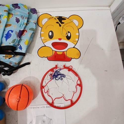 MINI INDOOR PRINTED TRAMPOLINE WITH ENCLOSURE NETTING - 55" - BLUE ANIMALS (MODEL: MSG-1013L) image 4