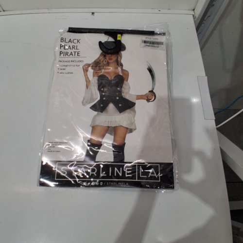 5PC WOMENS STARLINE BLACK PEARL PIRATE COSTUME - SMALL - BLACK/WHITE image 2