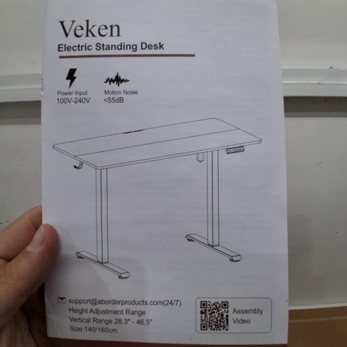 VEKEN ELECTRIC STANDING DESK WITH ADJUSTABLE HEIGHT - 55" X 23.6" - WHITE image 5