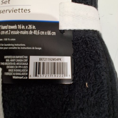 4PC MAINSTAYS TOWEL SET - BLACK image 2