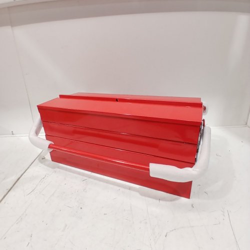 VEVOR METAL PORTABLE FOLDING TOOL BOX ORGANIZER WITH HANDLE & LOCK HOLE -18" 3-TIER 5 - RED (MODEL: HM-457) image 2