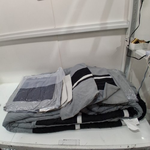 7PC MADISON PARK PALMER COMFORTER SET - FULL - GREY image 3