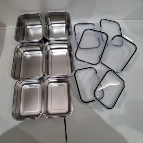 12PC NEOFLAM STAINLESS STEEL CONTAINERS WITH LIDS - MULTIPLE SIZES - SILVER (MODEL: 8523323) image 2