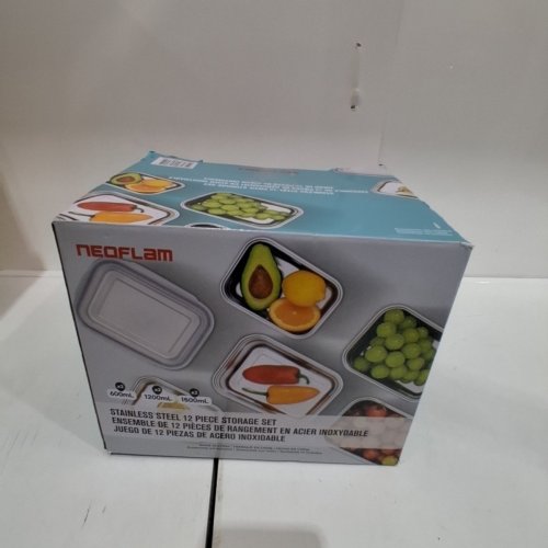 12PC NEOFLAM STAINLESS STEEL CONTAINERS WITH LIDS - MULTIPLE SIZES - SILVER (MODEL: 8523323) image 3