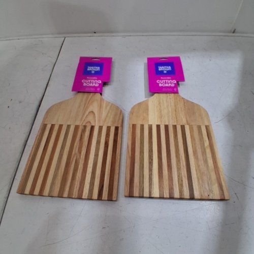2PK TABITHA BROWN SHAPED WOOD CUTTING BOARD WITH HANDLE - 8" X 16" - BROWN image 3