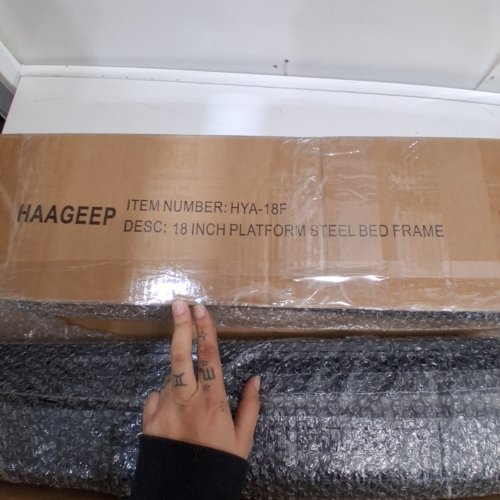 HAAGEEP NO BOX SPRING HIGH PLATFORM METAL BED FRAME - FULL 18" HIGH - BLACK (MODEL: HYA-18F) image 5