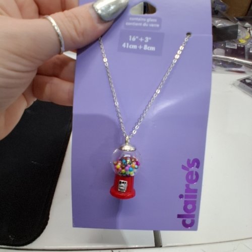 CLAIRE'S GUMBALL MACHINE PENDANT NECKLACE - 16" + 3" - SILVER TONE, RED, MULTICOLOUR (ITEM: 32153-9) image 2