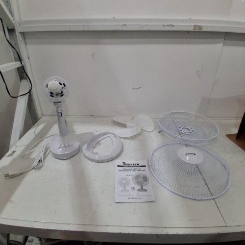 TOOLTECH 16" 3-SPEED INDOOR OSCILLATION DESK FAN - WHITE (MODEL: 100076) image 3