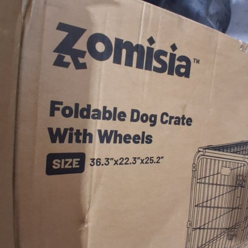 ZOMISIA FOLDABLE DOG CRATE WITH WHEELS - 36.3" X 22.3" X 25.2" - GREY (MODEL:CAD2201423601) image 2