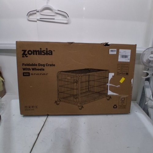 ZOMISIA FOLDABLE DOG CRATE WITH WHEELS - 36.3" X 22.3" X 25.2" - GREY (MODEL:CAD2201423601) image 4