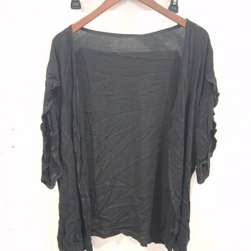 WOMEN'S OPEN-FRONT SPLIT SLEEVE CARDIGAN - EXTRA LARGE - BLACK image 3