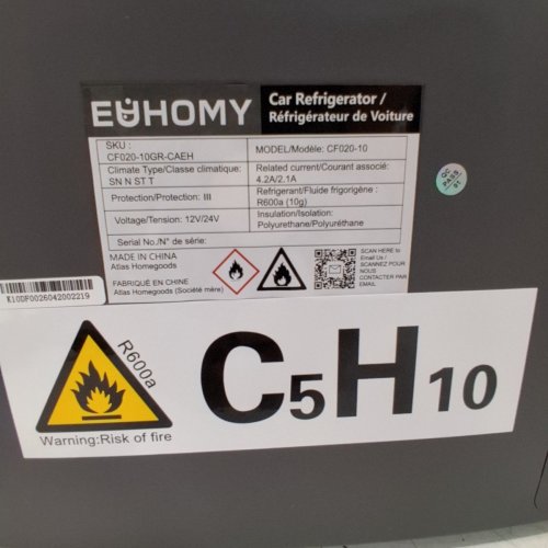 EUHOMY CAR REFRIGERATOR COMPRESSOR ELECTRIC COOLER WITH APP CONTROL - 12V - 10L - BLACK/GREY (MODEL: CF020-10GR-CAEH) image 7