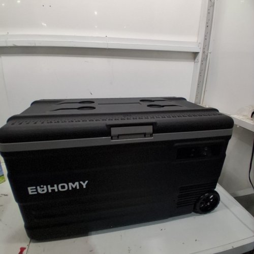 EUHOMY PORTABLE REFRIGERATOR FREEZER WITH DUAL-ZONE ADJUSTABLE COOLING WITH 12/24 V DC & 110–240 V AC POWER, APP & LCD DIGITAL CONTROL, HIGH-EFFICIENCY FROST-FREE COMPRESSOR, WHEELED DESIGN - BLACK / GREY (MODEL: CF011-75BL-CAEH) image 5