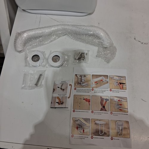 MUNZONG FOLDING SHOWER SEAT WITH WALL MOUNTED V-SHAPED GRAB BAR - 16" - WHITE image 4