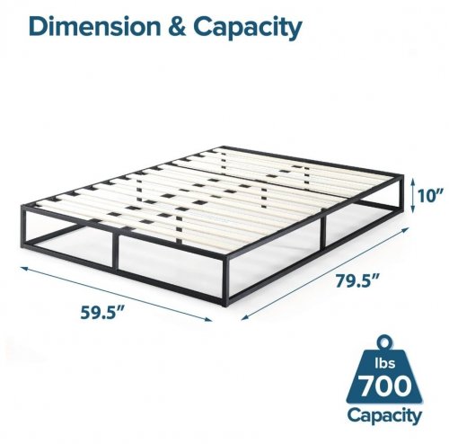 ZINUS METAL PLATFORM BED FRAME WITH WOOD SLATS - 10" QUEEN - BLACK - (MODEL: WCA-MBBF-10Q) image 2
