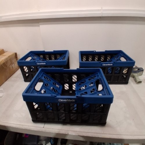 3PK CLEVERMADE COLLAPSIBLE BASKET - 32 L - BLACK BLUE image 2
