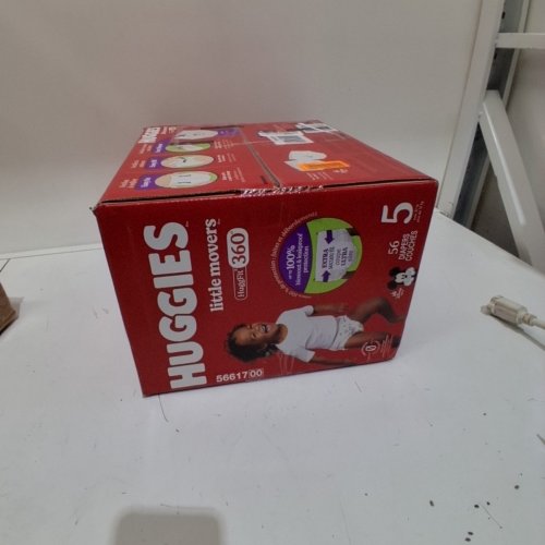 56PK HUGGIES LITTLE MOVERS HUGGFIT BABY DIAPERS WITH 360° WAISTBAND - SIZE 5 (OVER 27LB) (MODEL: 5661700) image 2