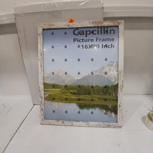 CAPCILLIN PICTURE FRAME WOOD PATTERN POSTER FRAME - 16" X 20" - DISTRESSED WHITE image 2