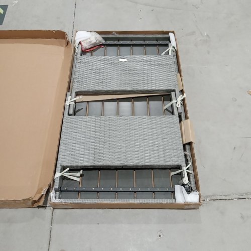 DORTALA WICKER PATIO FURNITURE, ALL WEATHER OUTDOOR DINING TABLE - 52" X 30" X 26" H - GREY (MODEL: HW67190CGR-14) (BOX 1) image 2