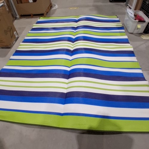 VIANA BAHAMAS COLLECTION LAGUNA STRIPE INDOOR/OUTDOOR REVERSIBLE AREA RUG - 9FT X 12FT - GREEN/BLUE/WHITE (MODEL: 1943848) image 2