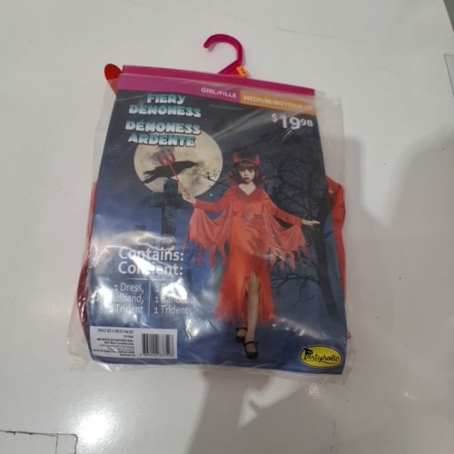 3PC GIRLS PARTYHOLIC FIERY DEMONESS COSTUME - MEDIUM 8-10 - RED (STYLE: 70196) image 2