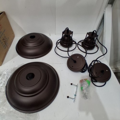 2PK FEMILA INDUSTRIAL PENDANT LIGHTS FIXTURE FOR KITCHEN ISLAND - 12'' - OIL RUBBED BRONZE (MODEL: 4FY15-MP-2PK ORB) image 2