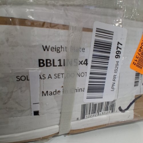 4PK FITVIDS CAST IRON OLYMPIC WEIGHT PLATES - 5 LBS EACH - BLACK/WHITE (MODEL: BBL-1IN5P) image 2