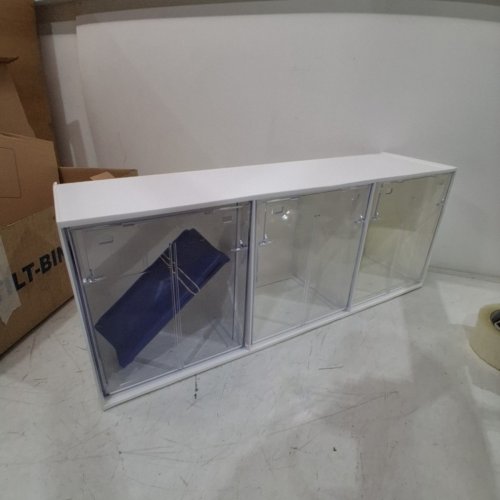 IDEAL BNZ TILT PLASTIC ORGANIZER STACKABLE STORAGE - 3 BINS - WHITE/BLUE (MODEL:TB32WB) image 2