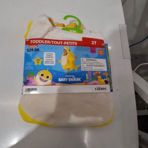 UNISEX INFANTS RUBIES PINKFONG BABY SHARK ROMPER COSTUME WITH SOUND BOX - PLAYS ORIGINAL BABY SHARK SONG - 2T - YELLOW image 2