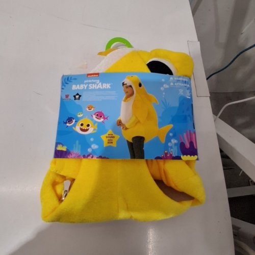 UNISEX INFANTS RUBIES PINKFONG BABY SHARK ROMPER COSTUME WITH SOUND BOX - PLAYS ORIGINAL BABY SHARK SONG - 2T - YELLOW image 3