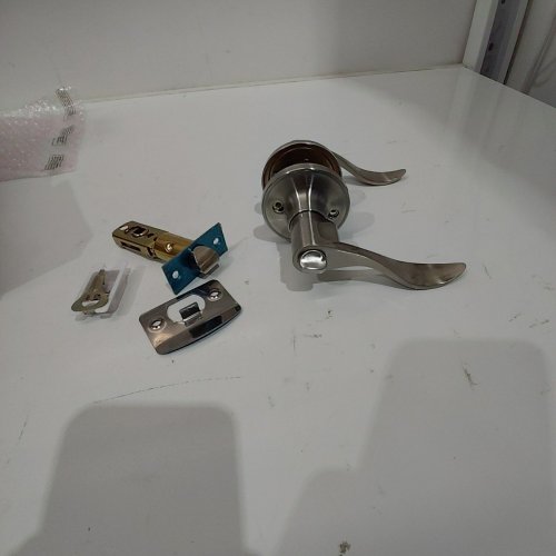 KEYLESS LOCK DOOR LEVER HANDLE - SATIN NICKEL image 2