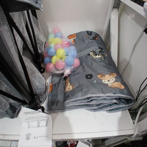 SPRX FOLDABLE PLAYPEN WITH MAT & TRAVEL BAG - 50" X 50" - GREY/ANIMALS (MODEL: BP-G1-50*50) image 3