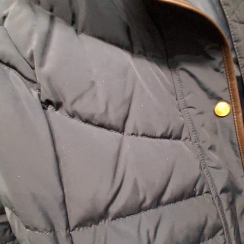 WOMEN'S COLE HAAN TAFFETA DOWN COAT WITH HIDDEN HOOD - LARGE - BLUE (STYLE: image 3