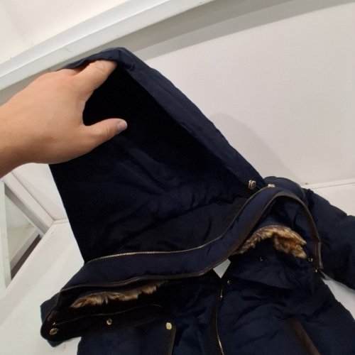 WOMEN'S COLE HAAN TAFFETA DOWN COAT WITH HIDDEN HOOD - LARGE - BLUE (STYLE: image 4