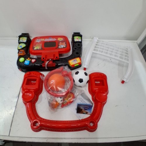 VTECH SMART SHOTS SPORTS CENTER, 2 - IN - 1 KIDS BASKETBALL HOOP AND SOCCER NET - RED/BLACK image 3