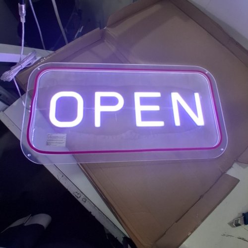 INSHAREPLUS LED OPEN SIGN - 22.8" X 11.8" - PINK/WHITE image 2