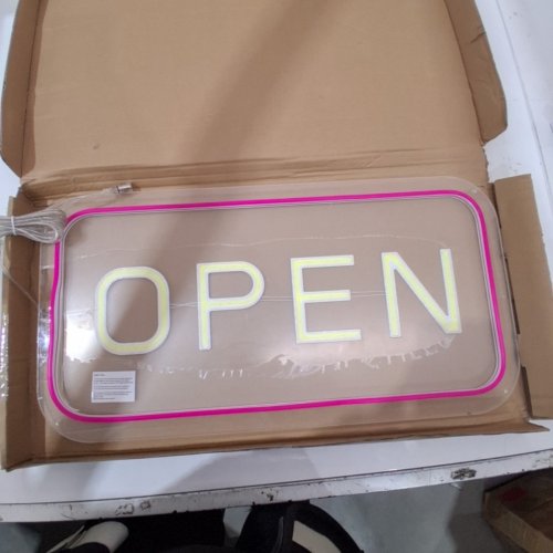 INSHAREPLUS LED OPEN SIGN - 22.8" X 11.8" - PINK/WHITE image 3