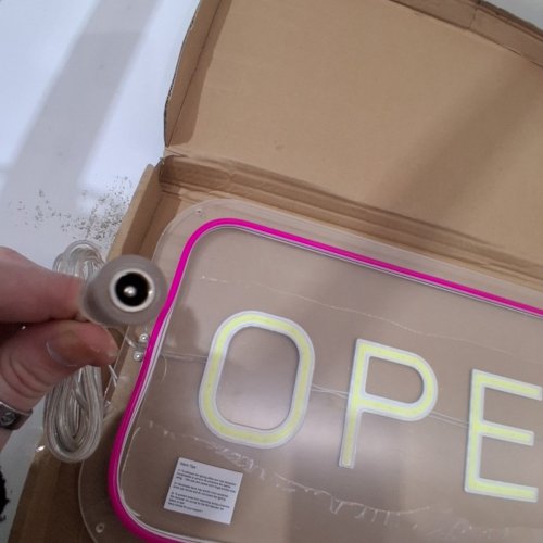 INSHAREPLUS LED OPEN SIGN - 22.8" X 11.8" - PINK/WHITE image 4