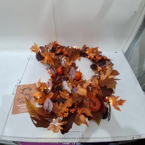 SHARECONN PUMPKIN AND MAPLE LEAF LIGHT UP GARLAND - 9FT - ORANGE image 4