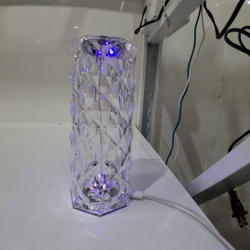 PRIMESKY CRYSTAL ROSE DIAMOND ACRYLIC TOUCH TABLE LAMP WITH REMOTE - 8" - CLEAR / RGB image 2