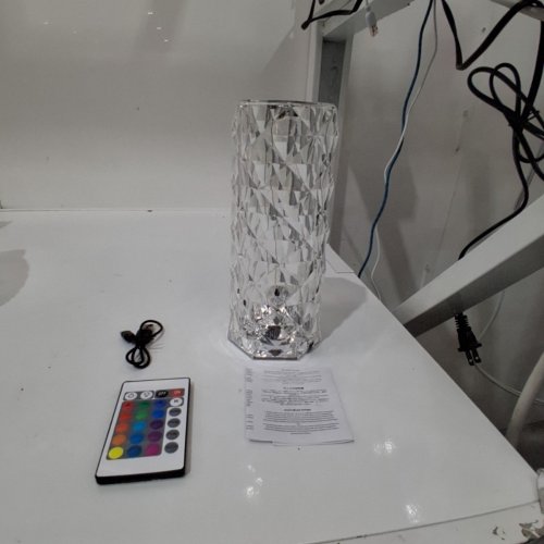 PRIMESKY CRYSTAL ROSE DIAMOND ACRYLIC TOUCH TABLE LAMP WITH REMOTE - 8" - CLEAR / RGB image 3