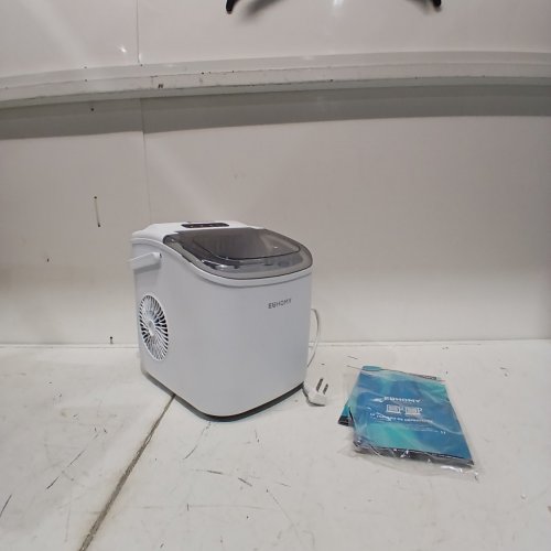 EUHOMY COUNTERTOP ICE MAKER MACHINE WITH HANDLE, BASKET AND SCOOP - MAKES 26LBS PER DAY - WHITE - (MODEL:IM001-BWH-CAEH) image 4