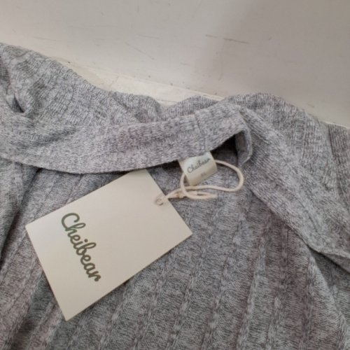 WOMAN'S RIBBED LONG CARDIGAN WITH STRING CLOSURE - EXTRA LARGE - GREY image 3
