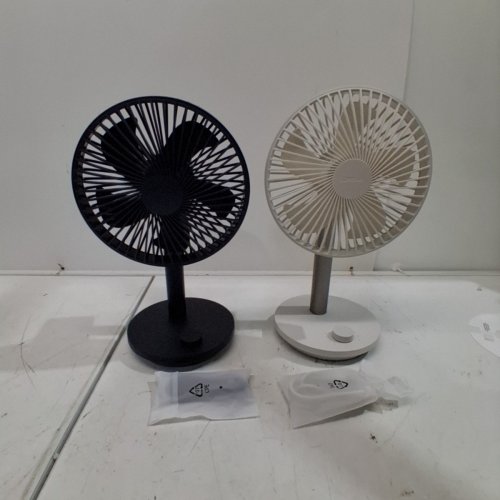 2PC LUMENA FAN STAND 4 CORDLESS DESK FANS - 4 SPEEDS, OSCILLATION - WHITE & NAVY BLUE (MODEL: 1796327) image 3