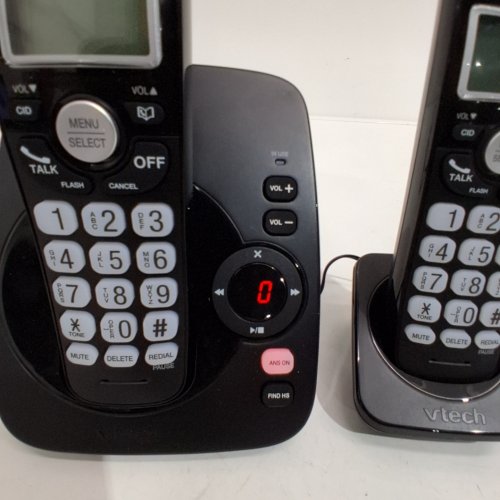 VTECH DECT 6.0 2-HANDSET CORDLESS HOME PHONE SYSTEM WITH DIGITAL ANSWERING MACHINE & BACKLIT KEYPAD & DISPLAY - BLACK (MODEL: CS6124-21) image 2