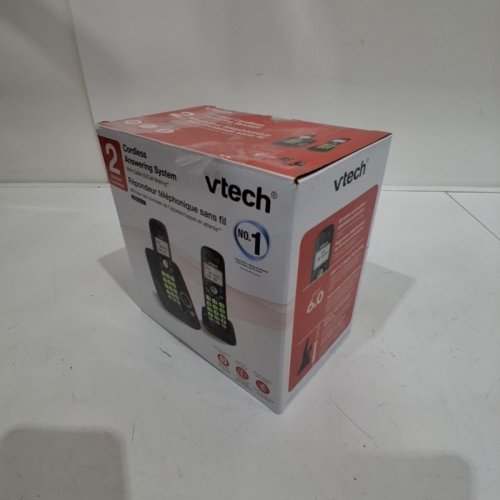 VTECH DECT 6.0 2-HANDSET CORDLESS HOME PHONE SYSTEM WITH DIGITAL ANSWERING MACHINE & BACKLIT KEYPAD & DISPLAY - BLACK (MODEL: CS6124-21) image 4