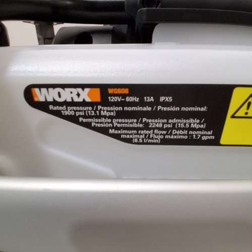 WORX ELECTRIC PRESSURE WASHER WITH INTEGRATED SOAP DISPENSER - 13AMP - 1900PSI - SILVER/BLACK - (MODEL: WG606) image 7