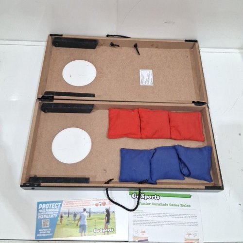 GOSPORTS PORTABLE SIZE CORNHOLE GAME SET WITH 6 BEAN BAG - 2FT X 1FT - WOOD/BLUE/RED (MODEL : CH-03-MDF-WOOD) image 3
