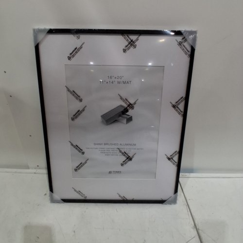 TONES FRAME DESIGN 16" X 20" PICTURE FRAME MATTED TO 11"X14" - SHINY BRUSHED ALUMINUM image 2